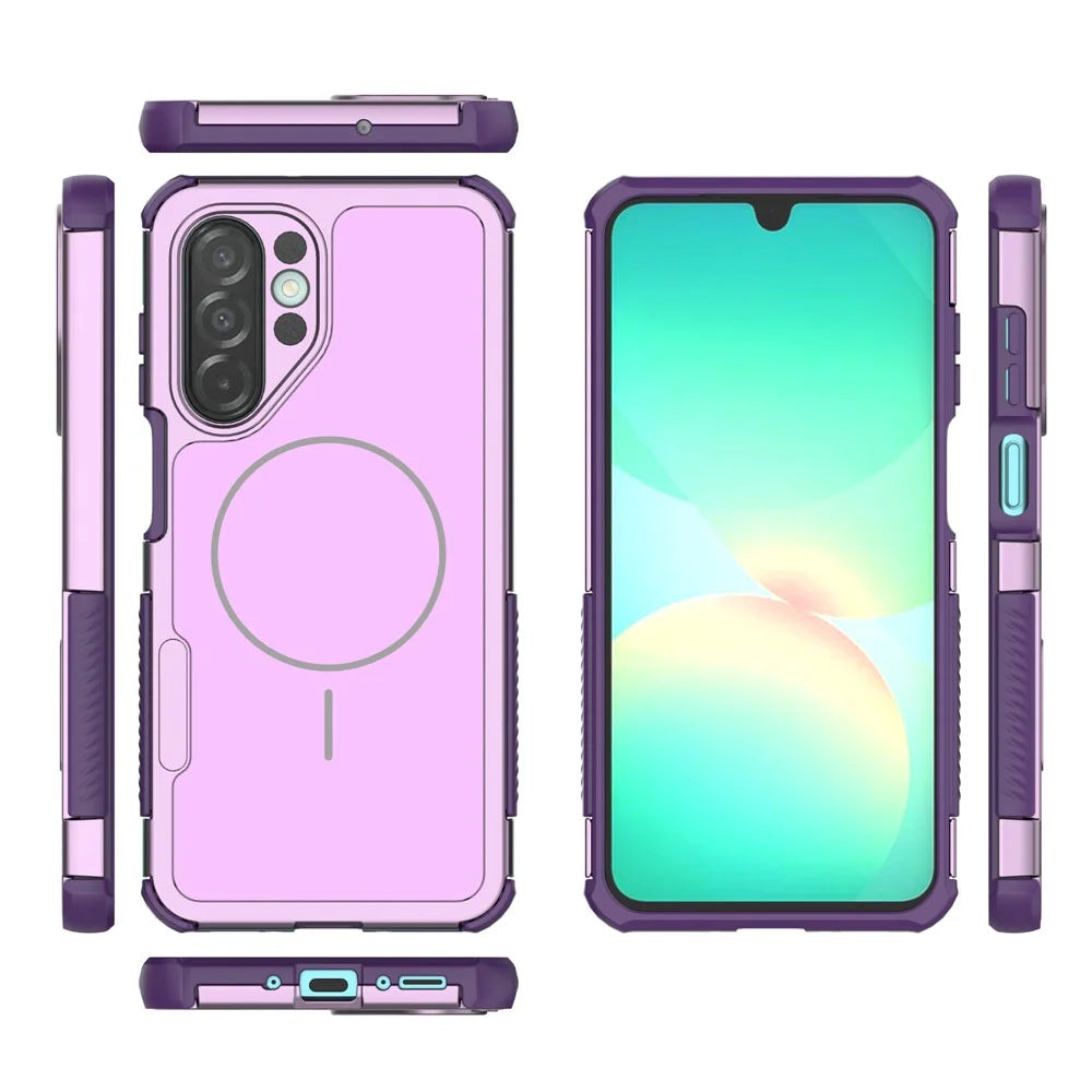 For Samsung Galaxy A18 5G / A18 4G / A17 5G / A17 4G / A26 5G Magnetic Case Shockproof Airbag PC+TPU Phone Cover - Purple - 6