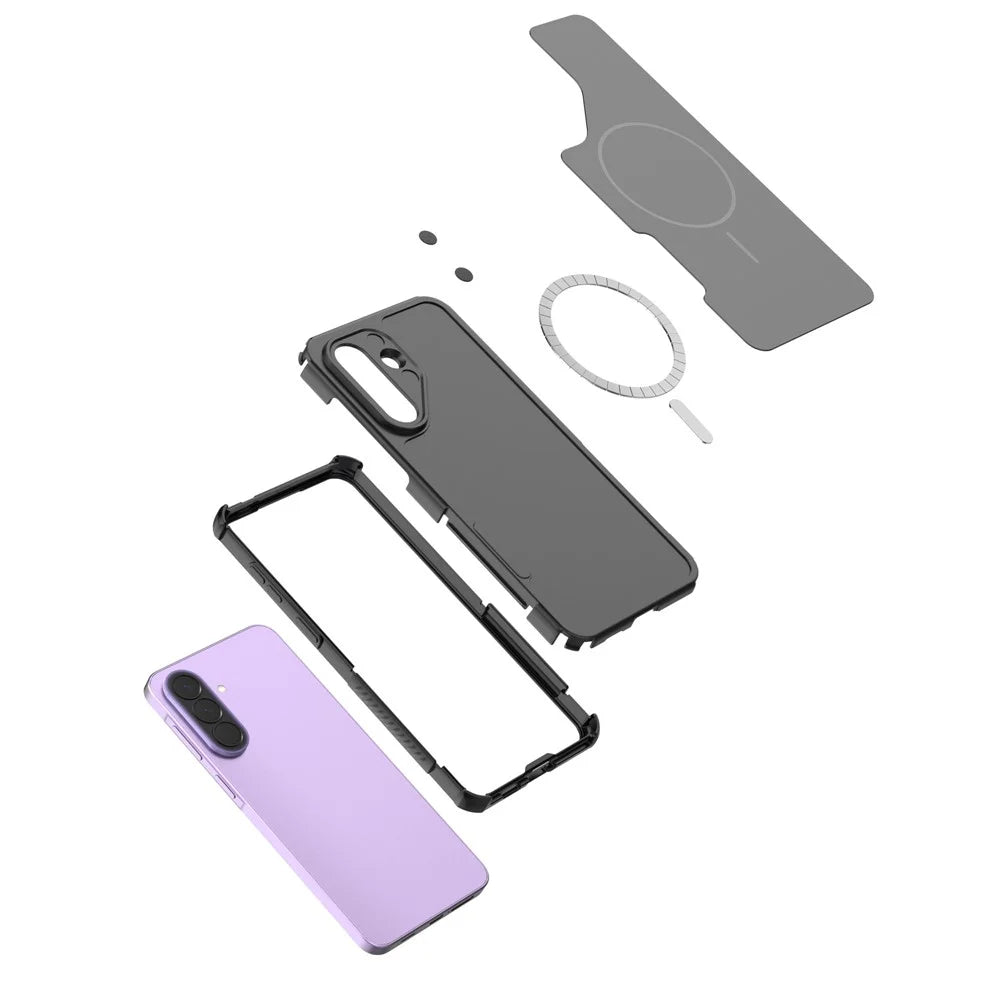 For Samsung Galaxy A57 5G Magnetic Case Shockproof Airbag PC+TPU Phone Cover - Black - 2