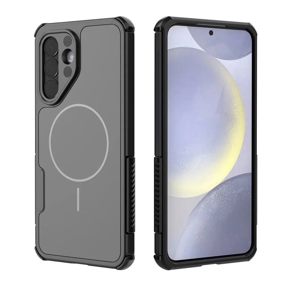 For Samsung Galaxy A57 5G Magnetic Case Shockproof Airbag PC+TPU Phone Cover - Black - 3