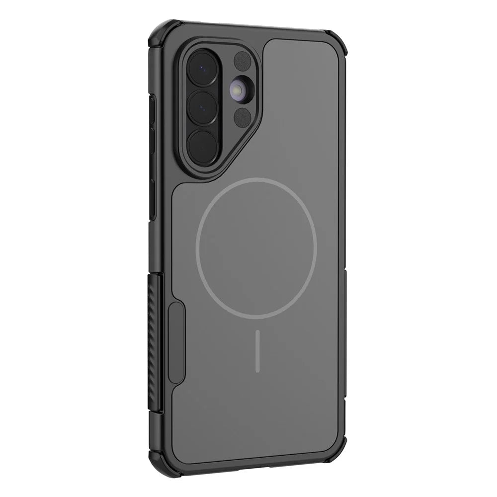 For Samsung Galaxy A57 5G Magnetic Case Shockproof Airbag PC+TPU Phone Cover - Black - 4