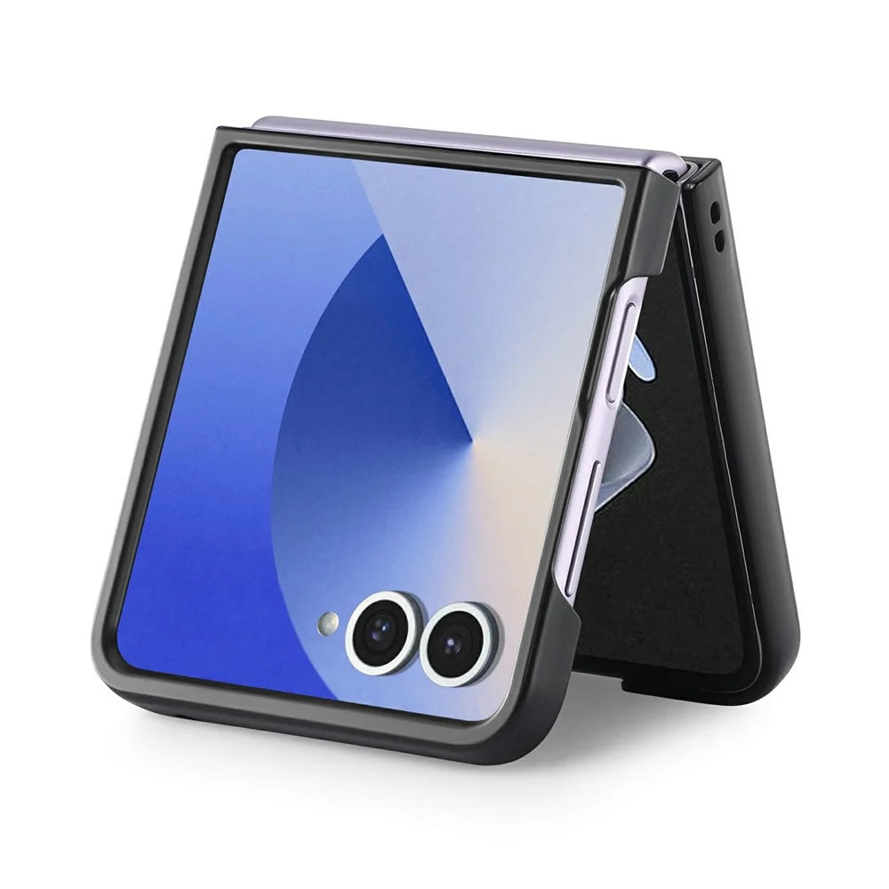 For Samsung Galaxy Z Flip8 Case Carbon Fiber Texture PU Leather + PC + TPU Phone Cover - Black - 2