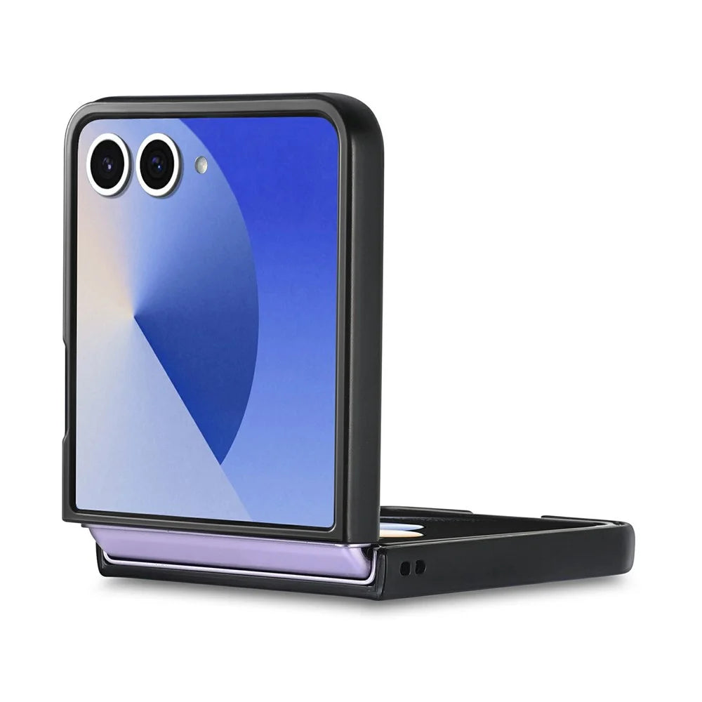 For Samsung Galaxy Z Flip8 Case Carbon Fiber Texture PU Leather + PC + TPU Phone Cover - Black - 3