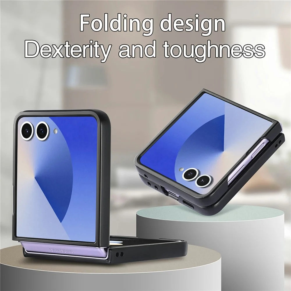 For Samsung Galaxy Z Flip8 Case Carbon Fiber Texture PU Leather + PC + TPU Phone Cover - Black - 6