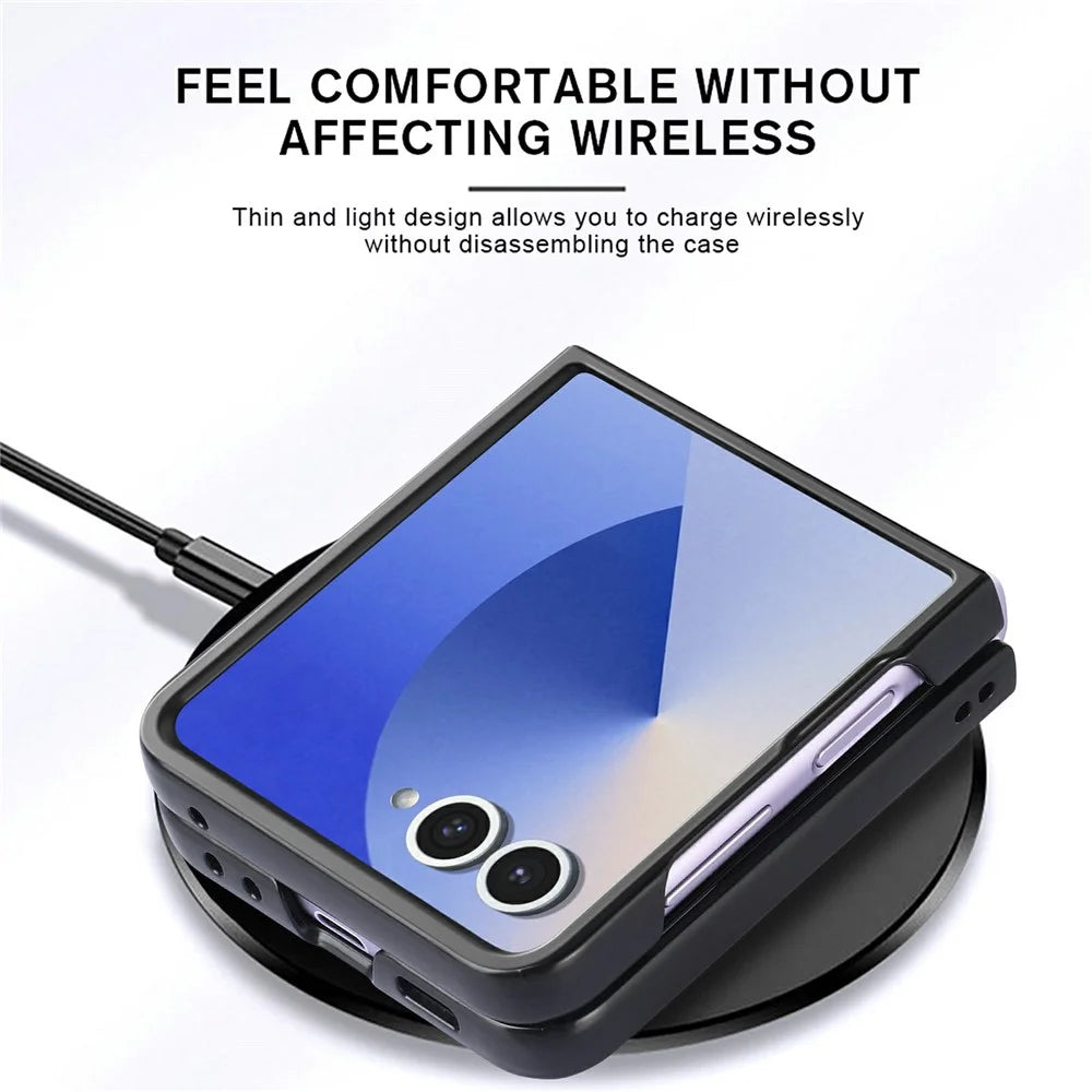 For Samsung Galaxy Z Flip8 Case Carbon Fiber Texture PU Leather + PC + TPU Phone Cover - Black - 7