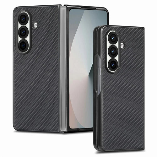 For Samsung Galaxy Z Fold8 Ultra Case Carbon Fiber Texture PU Leather + PC + TPU Phone Cover - Black - 1