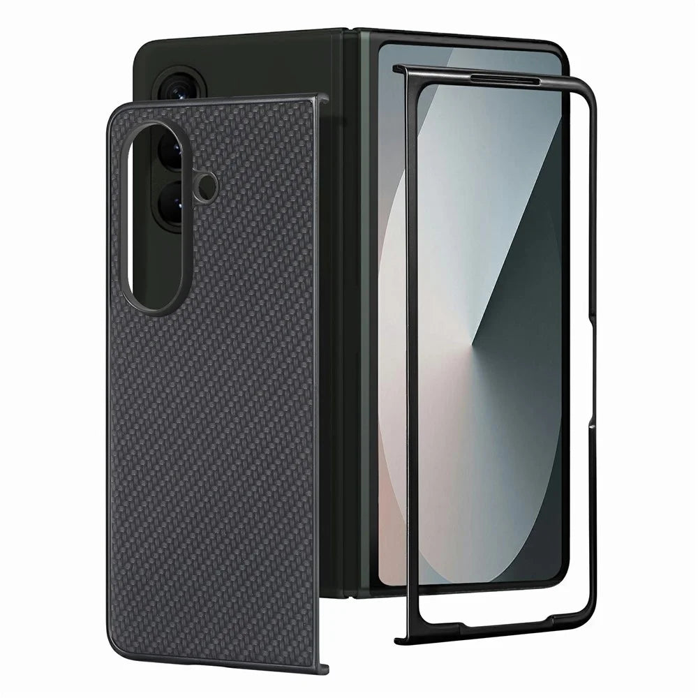 For Samsung Galaxy Z Fold8 Ultra Case Carbon Fiber Texture PU Leather + PC + TPU Phone Cover - Black - 2