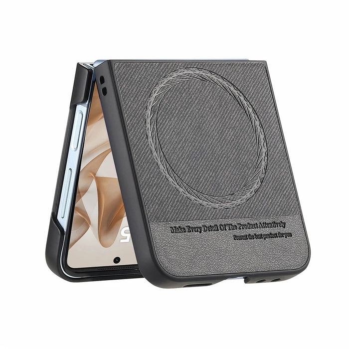 For Samsung Galaxy Z Flip8 Magnetic Case Denim Texture Leather + PC Shockproof Phone Cover - Black - 4
