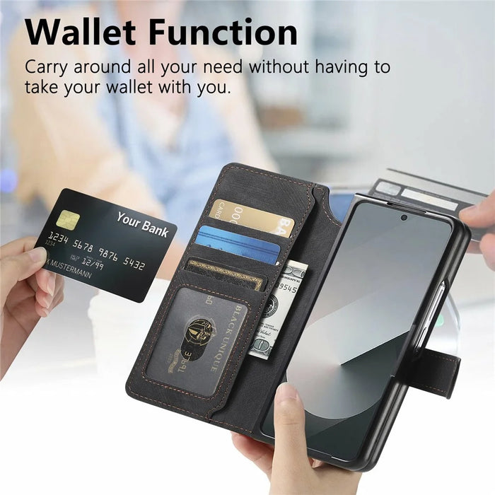 For Samsung Galaxy Z Fold8 Ultra Magnetic Case Detachable Wallet Leather RFID Blocking Foldable Phone Cover - Black - 6