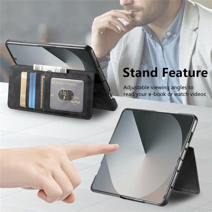 For Samsung Galaxy Z Fold8 Ultra Magnetic Case Detachable Wallet Leather RFID Blocking Foldable Phone Cover - Black - 7