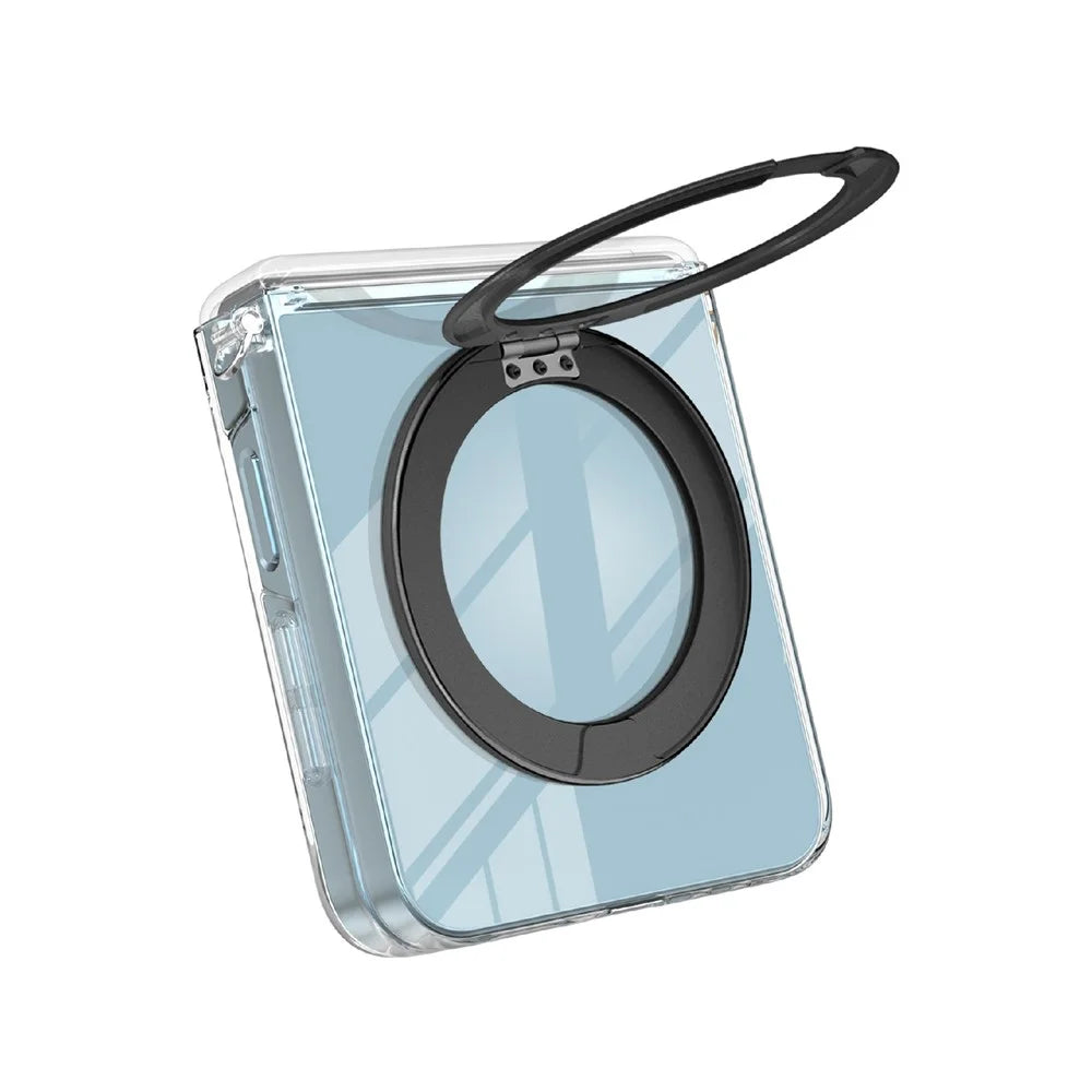 For Samsung Galaxy Z Flip8 Magnetic Case Rotating Kickstand Hinge Protection Clear PC Phone Cover - Black - 2