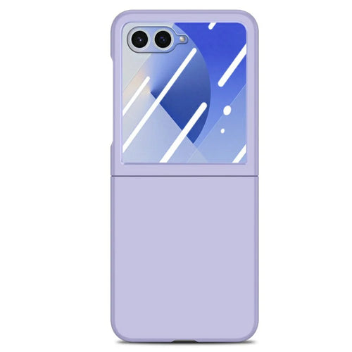 For Samsung Galaxy Z Flip8 Case Hard PC Soft-touch Phone Cover with Built-in Tempered Glass Film - Purple - 1