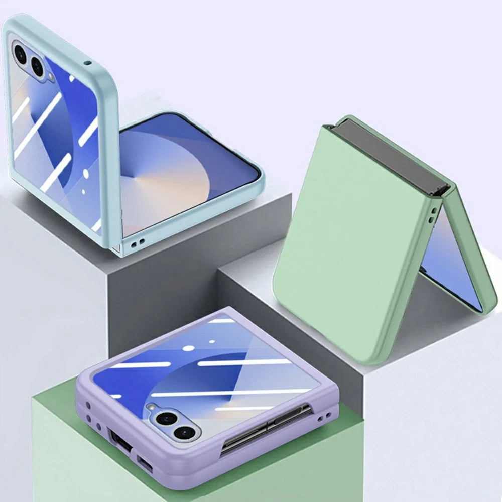 For Samsung Galaxy Z Flip8 Case Hard PC Soft-touch Phone Cover with Built-in Tempered Glass Film - Purple - 7
