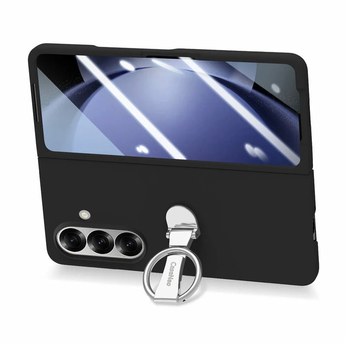 CASENEO for Samsung Galaxy Z Fold7 5G Case Ring Kickstand Skin-feel PC Phone Cover with Screen Protector - Black - 4