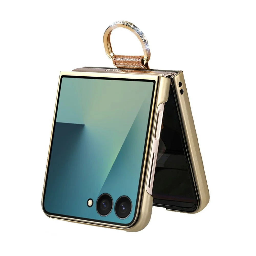 For Samsung Galaxy Z Flip7 5G Case Cat Paw Design Ring Kickstand Leather Phone Back Cover - Brown - 4