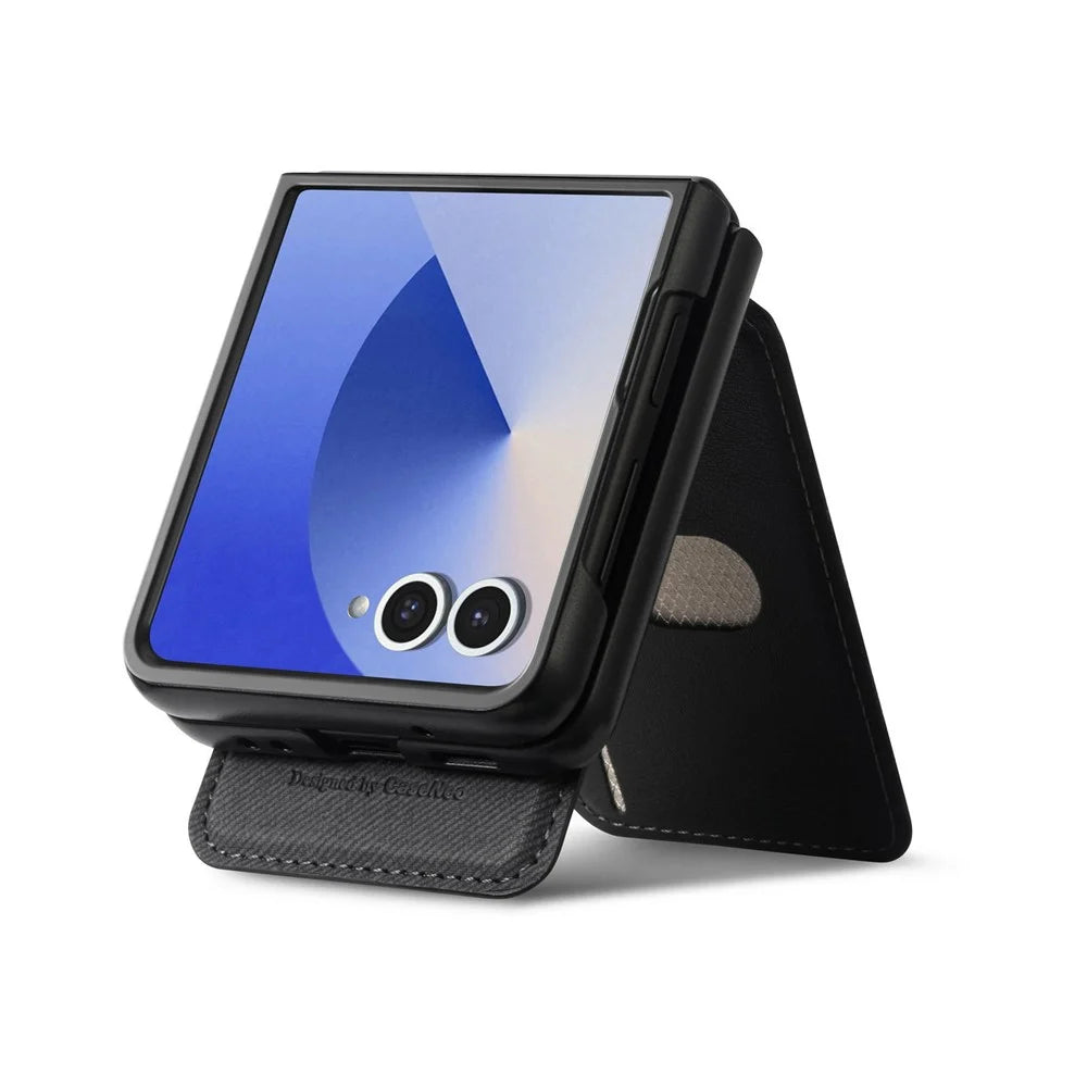 For Samsung Galaxy Z Flip8 Case Magnetic Detachable Card Holder Leather Phone Back Cover - Black - 5