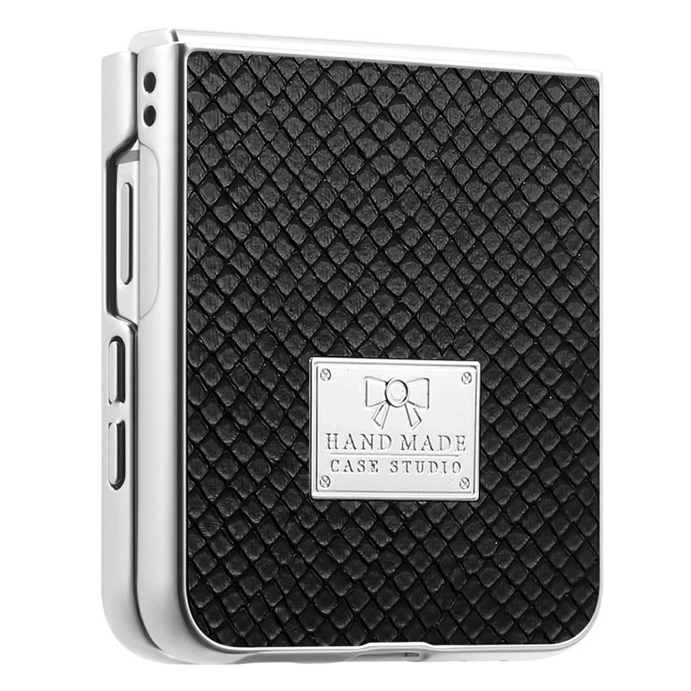 For Samsung Galaxy Z Flip8 Case Snake Pattern Leather + PC Anti-fingerprint Phone Cover - Black - 5