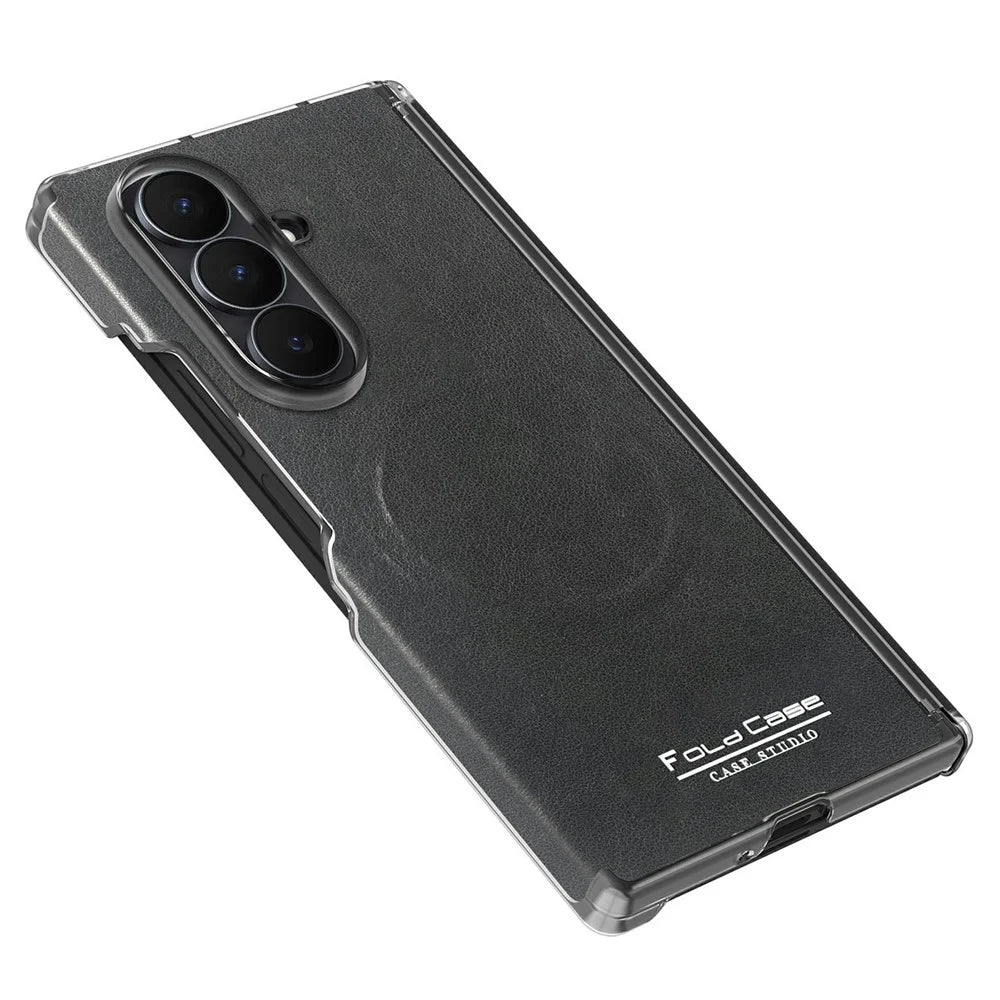 For Samsung Galaxy Z Fold8 Ultra Magnetic Case PU Leather Dual-Axis Shockproof Phone Cover - Black - 4
