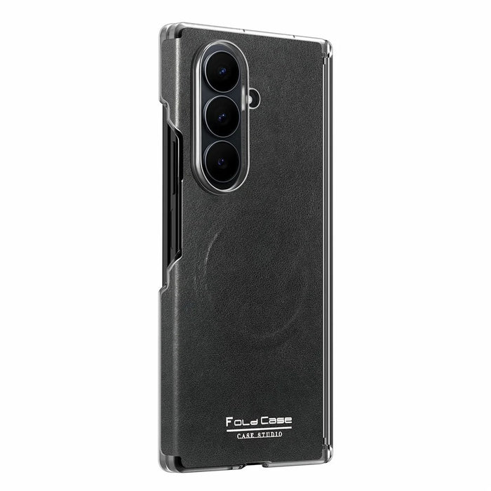 For Samsung Galaxy Z Fold7 5G Magnetic Case PU Leather Dual-Axis Shockproof Phone Cover - Black - 2