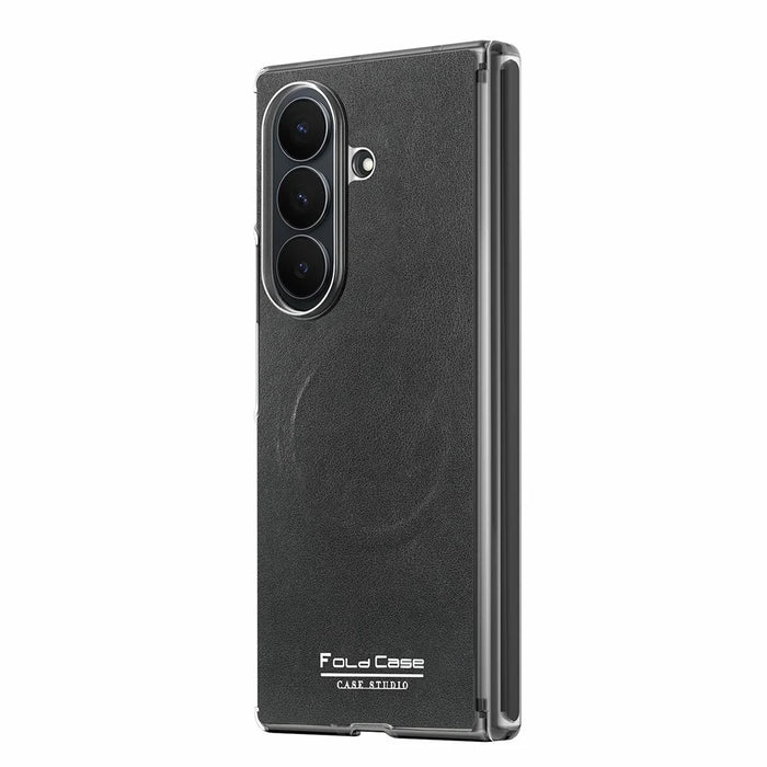 For Samsung Galaxy Z Fold7 5G Magnetic Case PU Leather Dual-Axis Shockproof Phone Cover - Black - 3