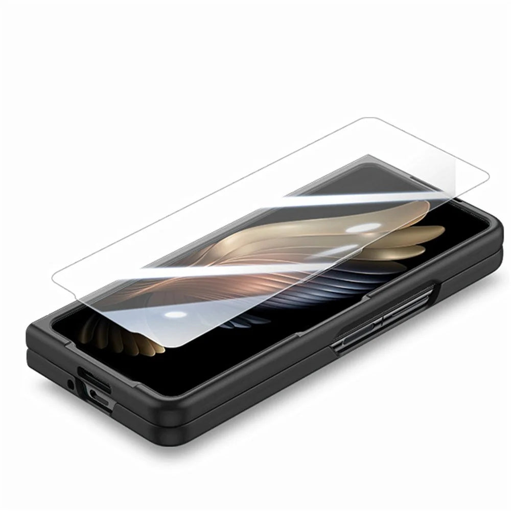 For Samsung Galaxy Z Fold7 5G Case Hard PC Soft-touch Phone Cover with Built-in Tempered Glass Film - Black - 4