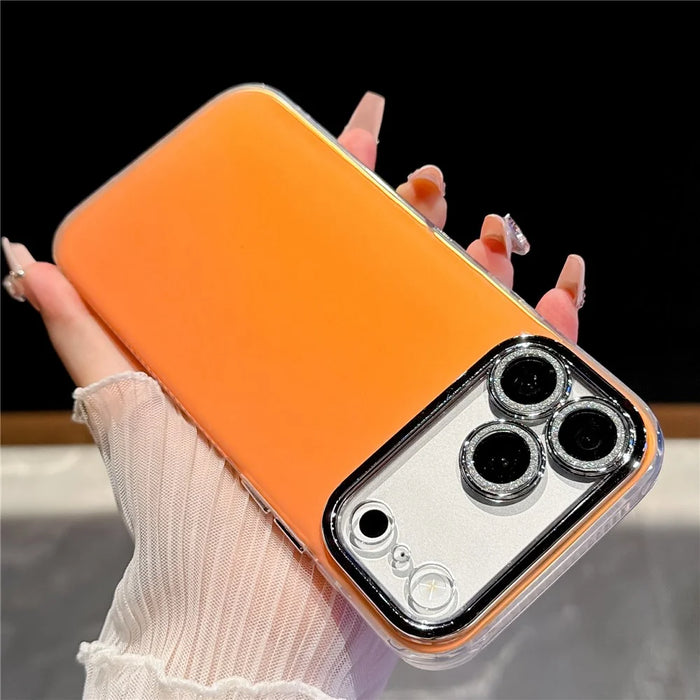 For iPhone 18 Pro / 17 Pro Case PC + TPU IMD Phone Cover with Electroplated Camera Frame - Vibrant Orange - 2