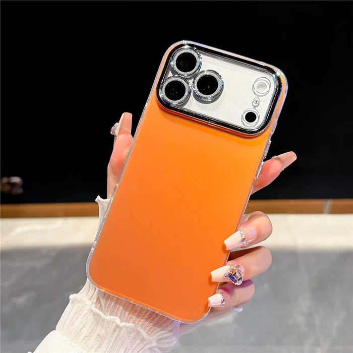 For iPhone 18 Pro / 17 Pro Case PC + TPU IMD Phone Cover with Electroplated Camera Frame - Vibrant Orange - 3