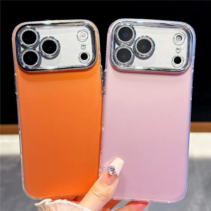 For iPhone 18 Pro / 17 Pro Case PC + TPU IMD Phone Cover with Electroplated Camera Frame - Vibrant Orange - 5