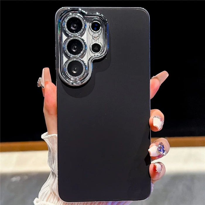 For Samsung Galaxy S26 Ultra Case PC + TPU IMD Phone Cover with Electroplated Camera Frame - Classic Black - 2