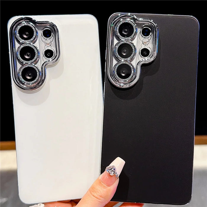 For Samsung Galaxy S26 Ultra Case PC + TPU IMD Phone Cover with Electroplated Camera Frame - Classic Black - 3