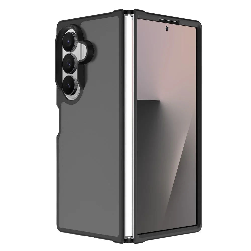 For Samsung Galaxy Z Fold8 Ultra Case Skin Touch TPU Frame Acrylic Back Phone Cover - Black - 1
