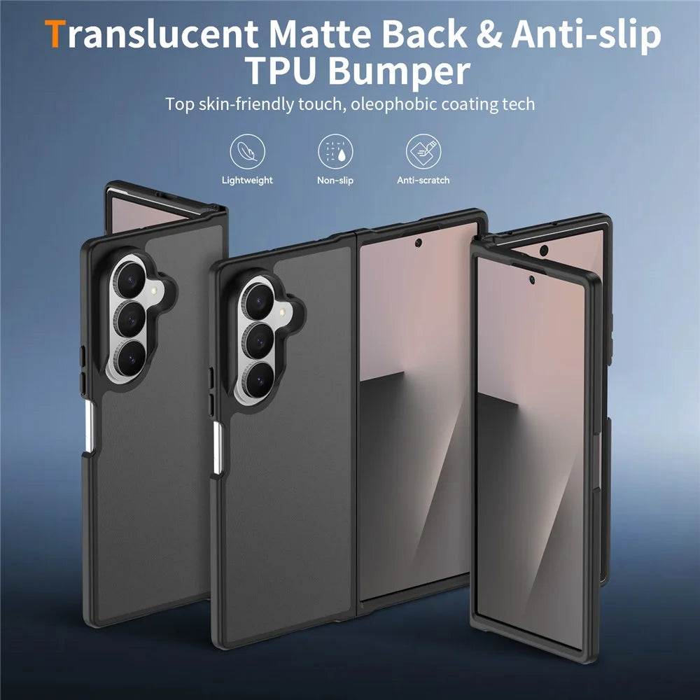 For Samsung Galaxy Z Fold8 Ultra Case Skin Touch TPU Frame Acrylic Back Phone Cover - Black - 2