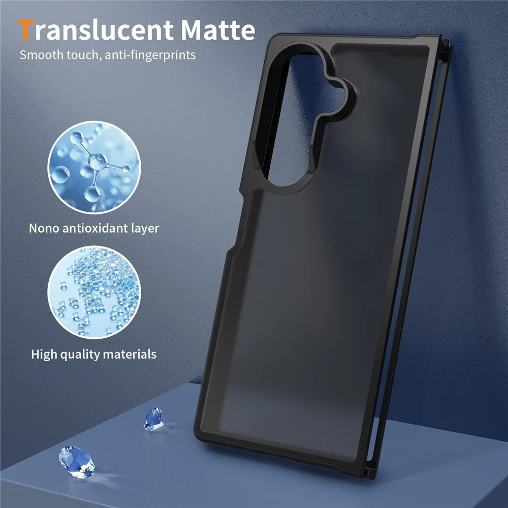 For Samsung Galaxy Z Fold8 Ultra Case Skin Touch TPU Frame Acrylic Back Phone Cover - Black - 4