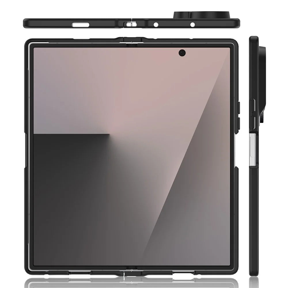 For Samsung Galaxy Z Fold8 Ultra Case Skin Touch TPU Frame Acrylic Back Phone Cover - Black - 7
