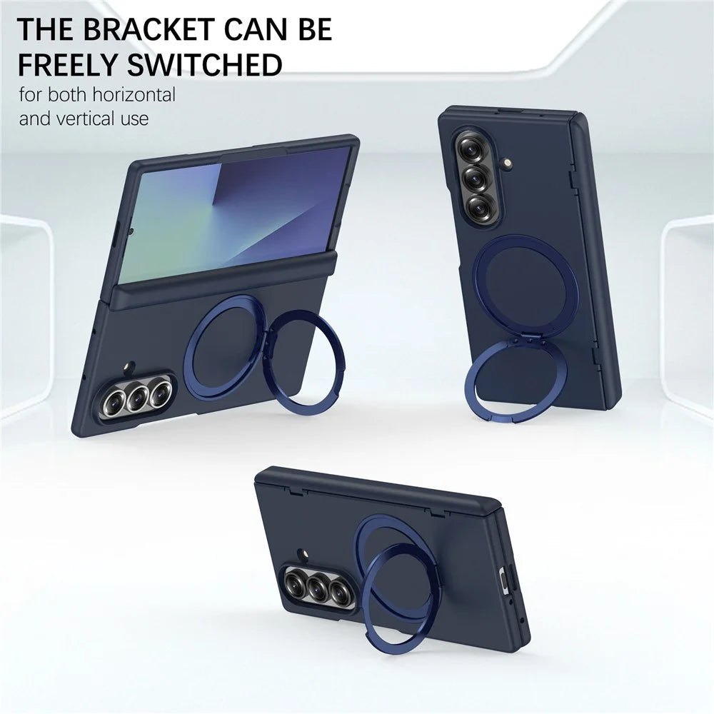 For Samsung Galaxy Z Fold8 Ultra Case Rotating Kickstand Skin-touch PC Phone Protective Cover with Screen Protector - Blue - 2