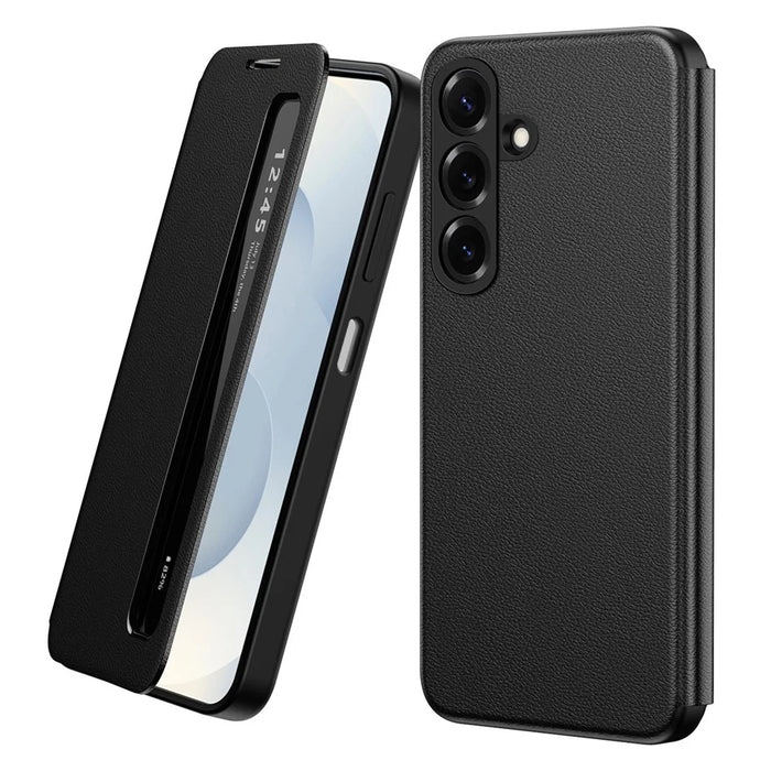 For Samsung Galaxy A27 5G Case Smart View Window Leather Phone Cover - Black - 1