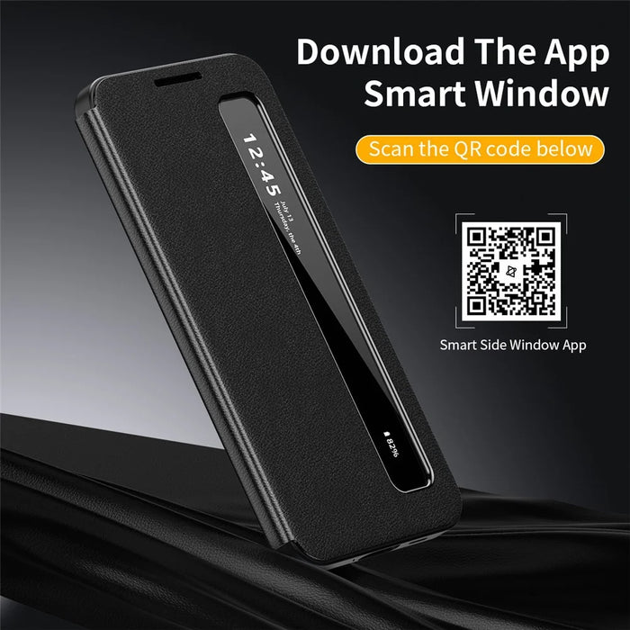 For Samsung Galaxy A27 5G Case Smart View Window Leather Phone Cover - Black - 2