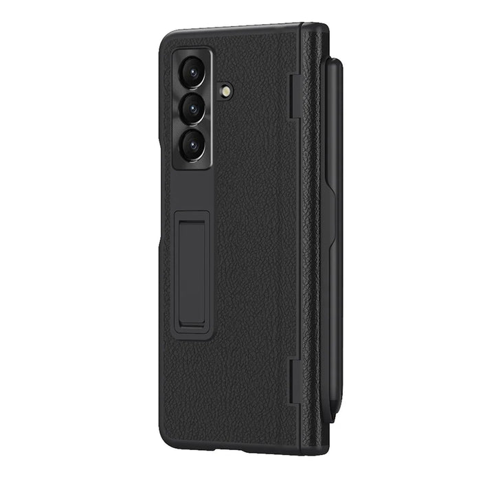 For Samsung Galaxy Z Fold8 Ultra Case Kickstand PC + PU Leather Folding Phone Cover with Screen Protector and Stylus - Black - 2
