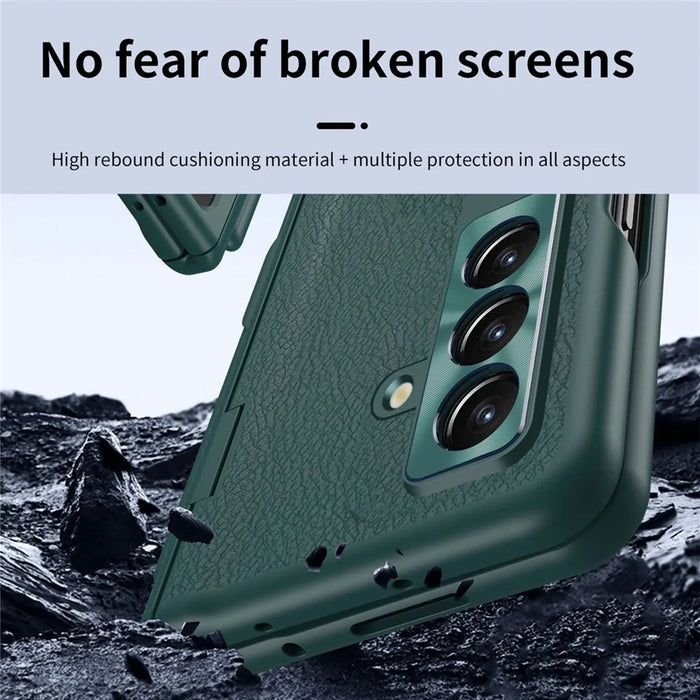 For Samsung Galaxy Z Fold8 Ultra Case Kickstand PC + PU Leather Folding Phone Cover with Screen Protector and Stylus - Black - 6