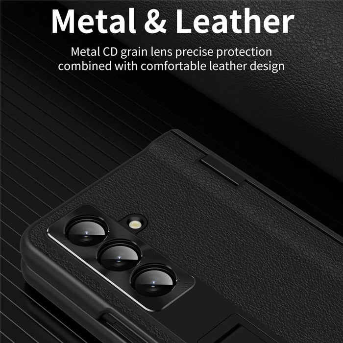 For Samsung Galaxy Z Fold8 Ultra Case with Tempered Glass Film Kickstand PC  + PU Leather Folding Phone Cover - Green - 6