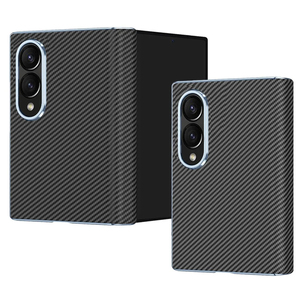 For Samsung Galaxy Z Fold8 Case Carbon Fiber Texture Leather Hard PC Phone Cover - Black - 1