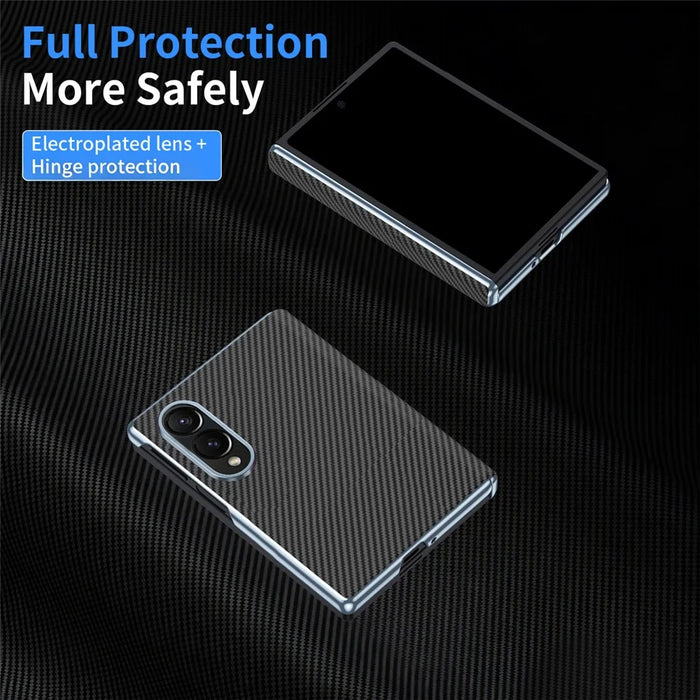 For Samsung Galaxy Z Fold8 Case Carbon Fiber Texture Leather Hard PC Phone Cover - Black - 3