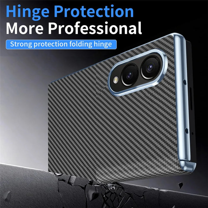 For Samsung Galaxy Z Fold8 Case Carbon Fiber Texture Leather Hard PC Phone Cover - Black - 4
