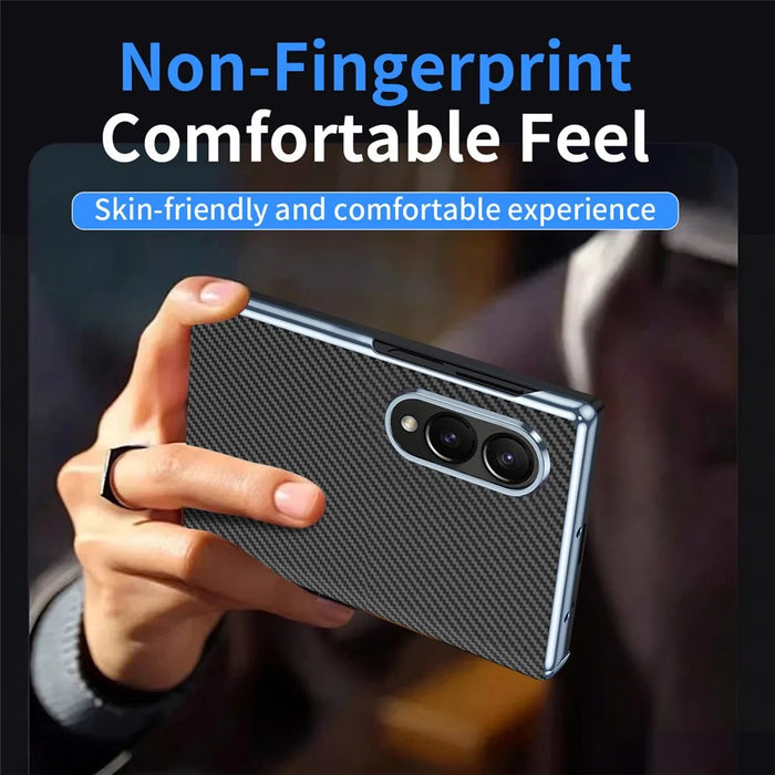 For Samsung Galaxy Z Fold8 Case Carbon Fiber Texture Leather Hard PC Phone Cover - Black - 5