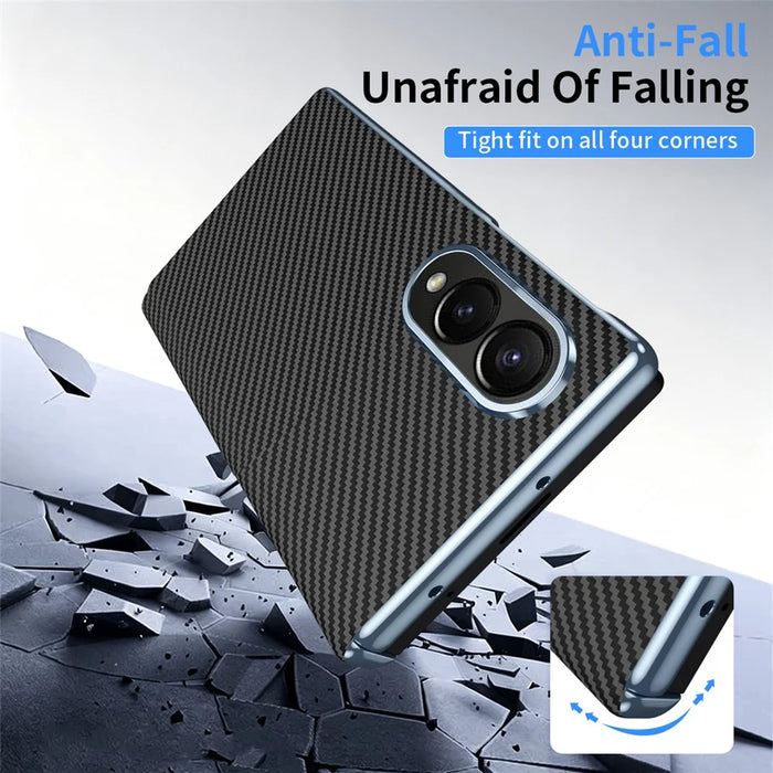 For Samsung Galaxy Z Fold8 Case Carbon Fiber Texture Leather Hard PC Phone Cover - Black - 7