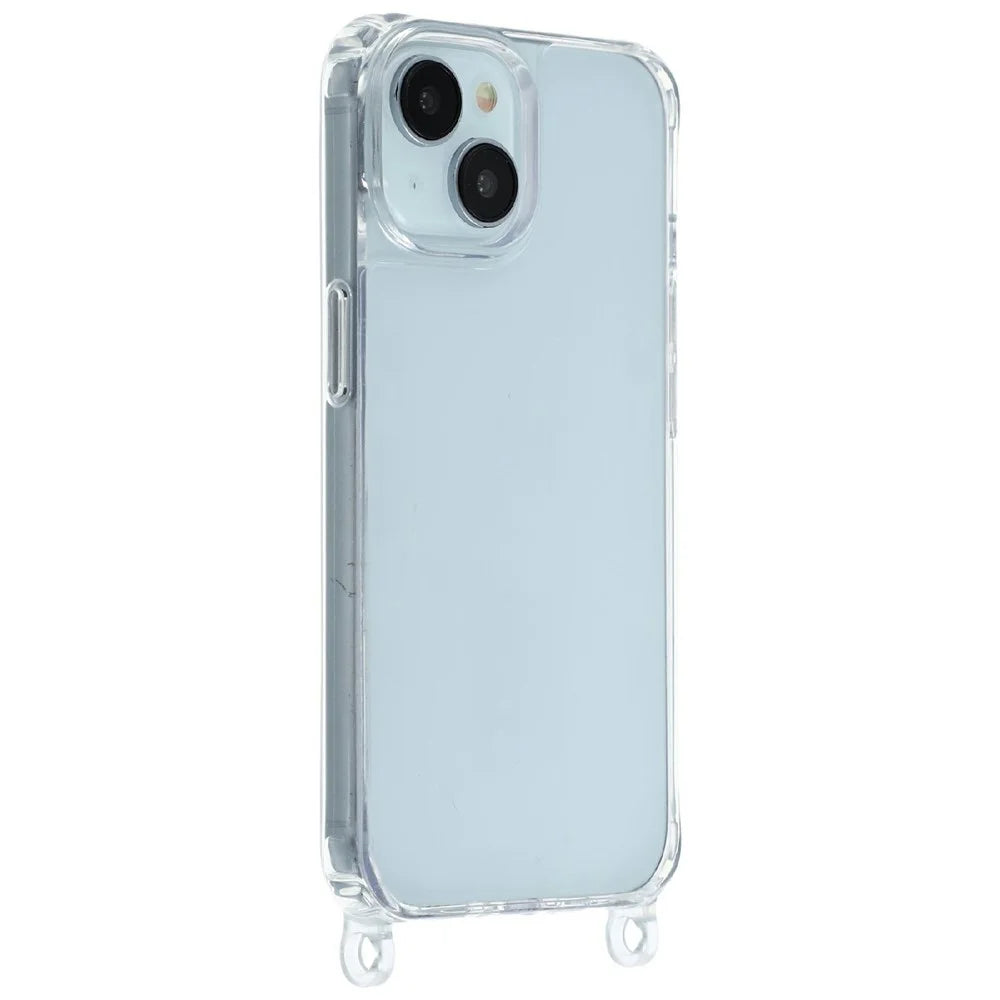 For iPhone 15 Plus Case PC+TPU 1.5mm Clear Phone Cover with Lanyard Holes - Transparent - 2