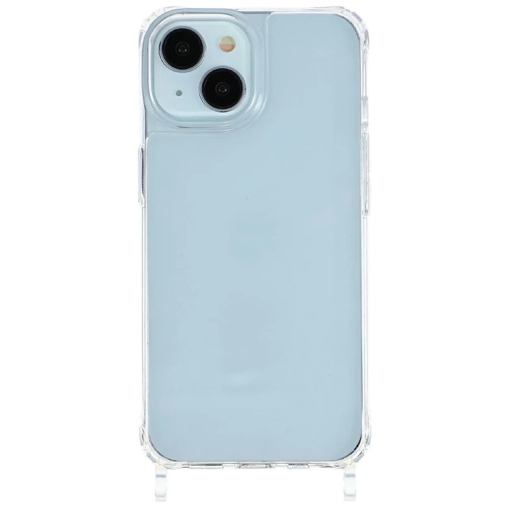For iPhone 13 Case PC+TPU 1.5mm Clear Phone Cover with Lanyard Holes - Transparent - 1