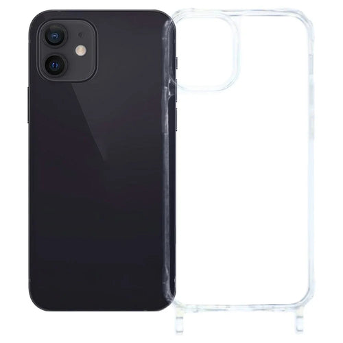 For iPhone 12 mini Case PC+TPU 1.5mm Clear Phone Cover with Lanyard Holes - Transparent - 1