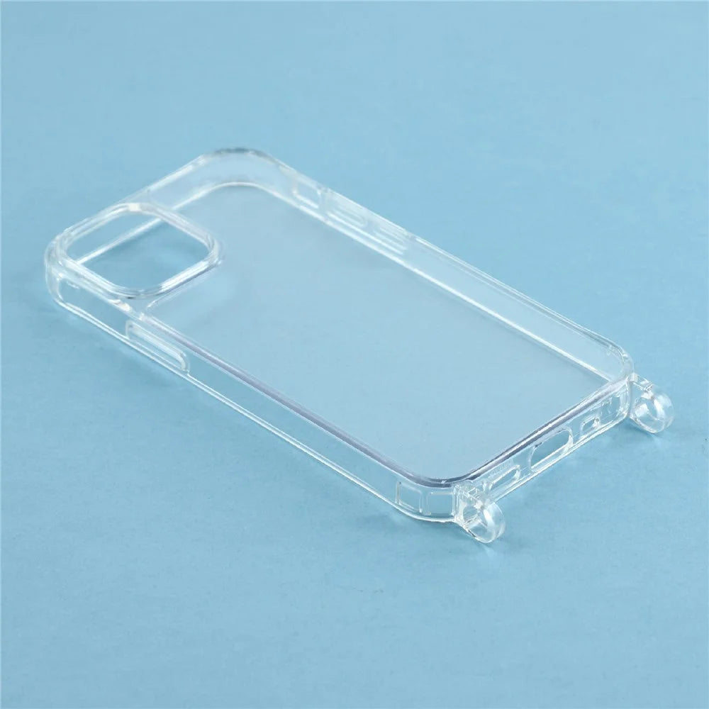 For iPhone 12 mini Case PC+TPU 1.5mm Clear Phone Cover with Lanyard Holes - Transparent - 4