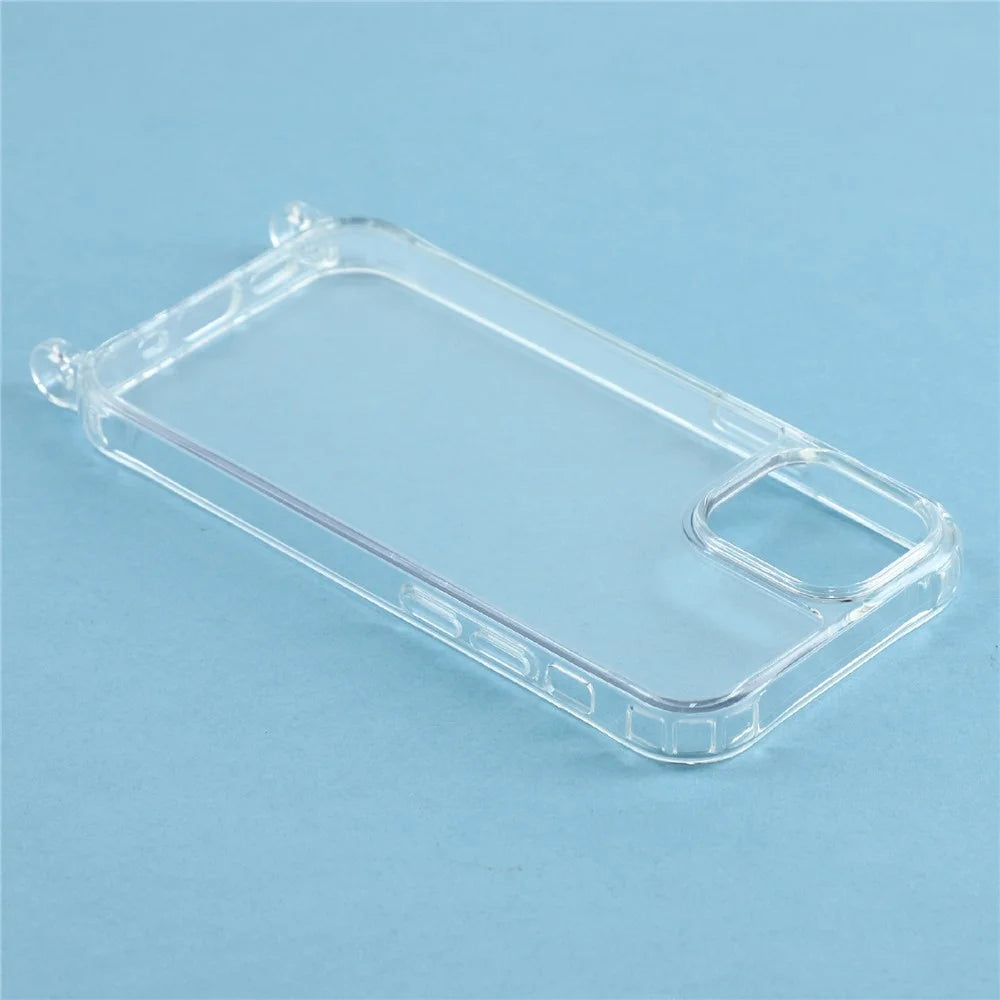 For iPhone 12 mini Case PC+TPU 1.5mm Clear Phone Cover with Lanyard Holes - Transparent - 5