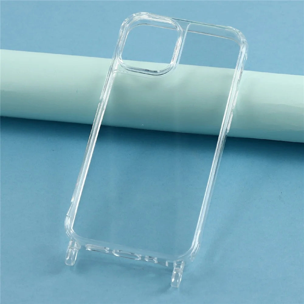 For iPhone 12 mini Case PC+TPU 1.5mm Clear Phone Cover with Lanyard Holes - Transparent - 6